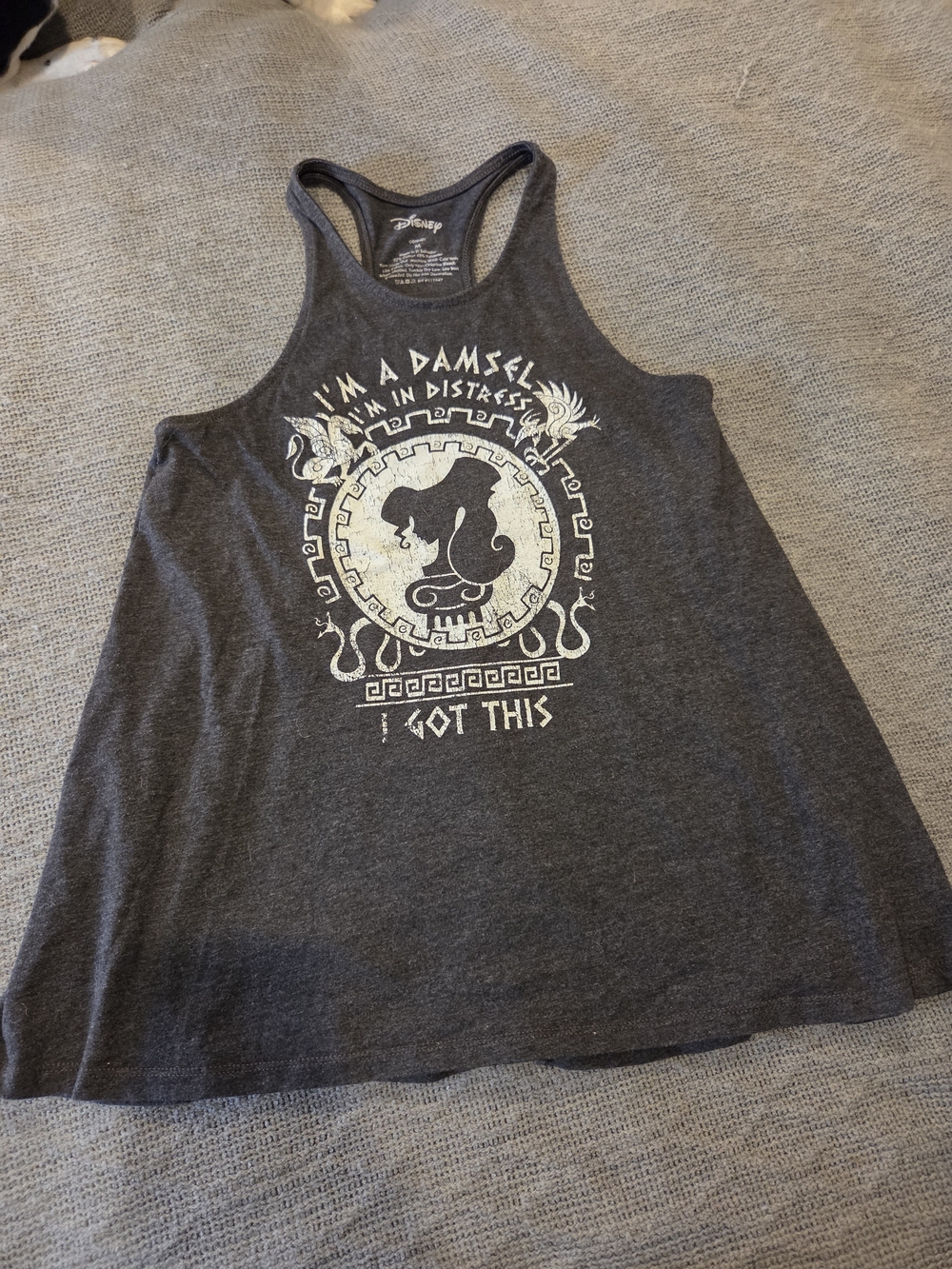 Disney || Women's M || Megara (Hercules) Graphic Racerback Tanktop || Charcoal